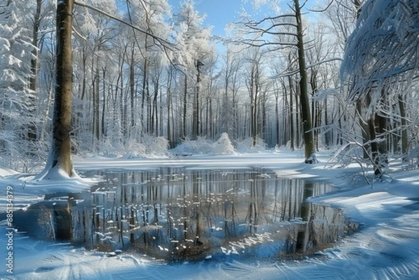 Obraz Snowy forest at the winter
