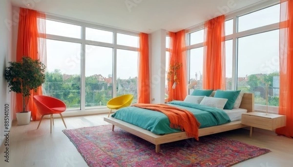 Obraz Modern bedroom with harmonious bright colors