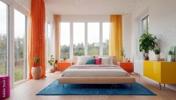 Obraz Modern bedroom with harmonious bright colors