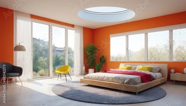 Obraz Modern bedroom with harmonious bright colors