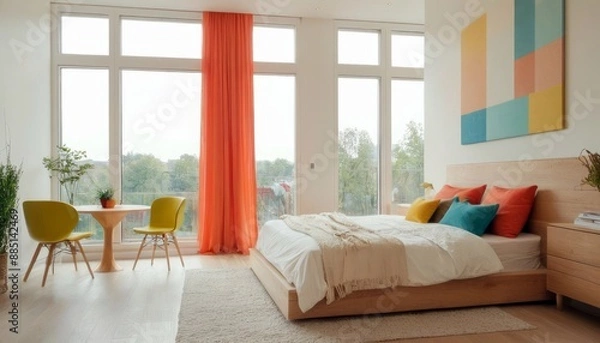 Obraz Modern bedroom with harmonious bright colors