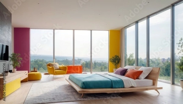 Obraz Modern bedroom with harmonious bright colors