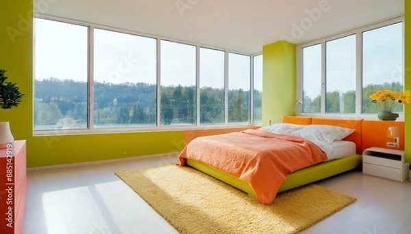 Obraz Modern bedroom with harmonious bright colors