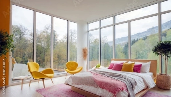 Obraz Modern bedroom with harmonious bright colors