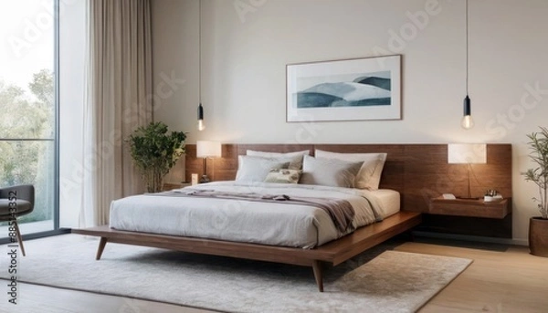 Obraz Modern bedroom with harmonious bright colors