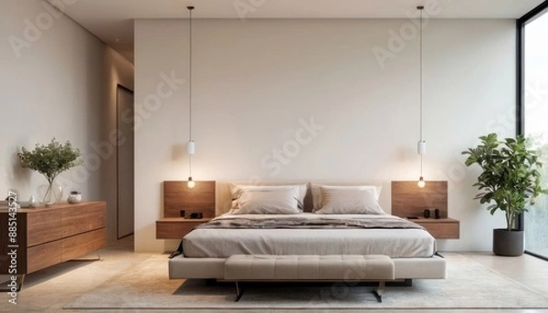 Obraz Modern bedroom with harmonious bright colors