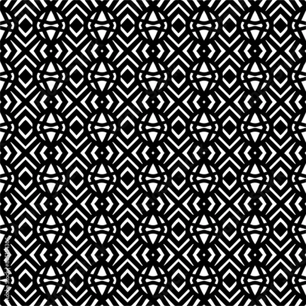 Fototapeta Abstract black figures on a whire background. Seamless texture for fashion, textile design,  on wall paper, wrapping paper, fabrics and home decor. Simple repeat pattern.
