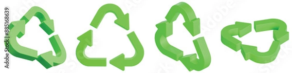 Obraz Isolated Plastic Recycle Symbol with Different Angles View