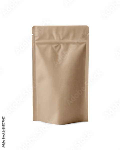 Fototapeta An image of a Kraft Stand Up Pouch isolated on a white background
