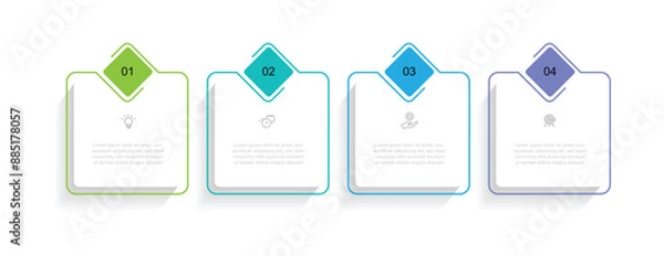 Fototapeta 4 step process table infographic template with icons and square concept