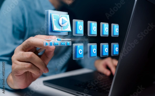 Fototapeta E-Book Interface on Laptop
