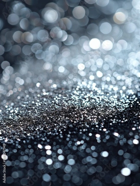 Obraz Soft dreamy background with a luxurious shimmering silver glitter surface, beautifully diffused lights creating a bokeh effect