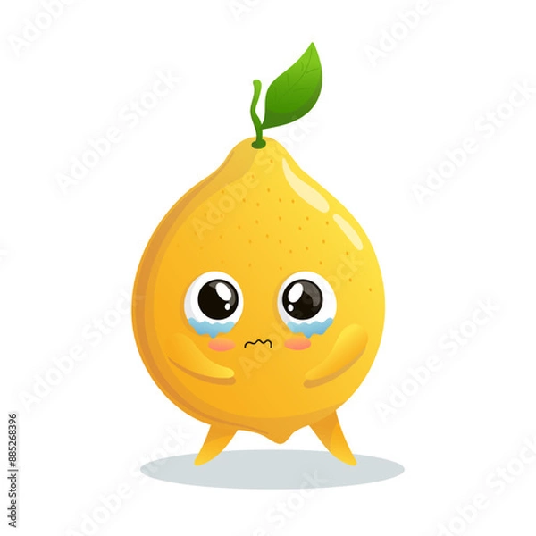 Obraz Vector illustration cartoon crying lemon