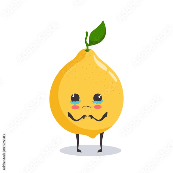 Obraz Vector illustration
kawaii lemon with eyes filled with tears