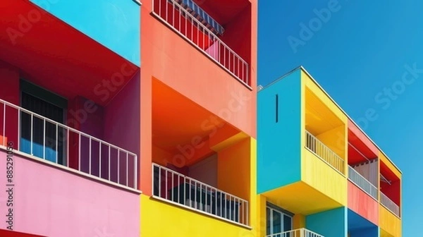 Fototapeta Geometric architecture with bold colors