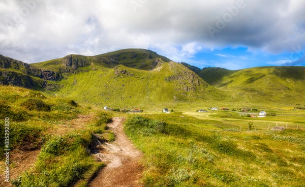 Obraz Near the Start of the Ryten Trail at Fredvang on Moskenes Island in Lofoten, Norway, Looking West