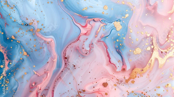 Obraz Luxurious Abstract Pink and Blue Marble Texture with Gold Splashes