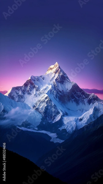 Fototapeta Beautiful Snowy Mountain at Sunset Generative Ai