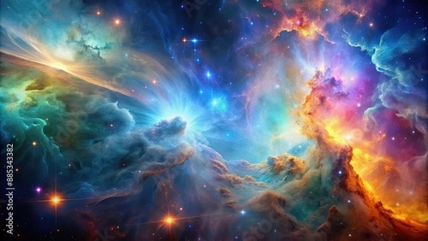 Fototapeta Nebula abstract background with a colorful cosmic formation , space, stars, galaxy, astronomical, celestial, universe, astral