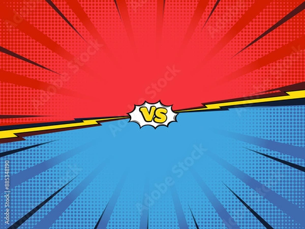 Fototapeta Cartoon comic background fight versus competition poster with halftone effect retro pop art style vector illustration