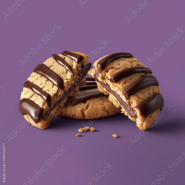 Fototapeta close up of a chocolate cookies Generative Ai