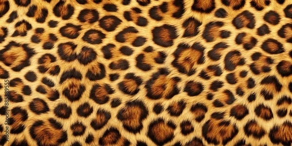 Fototapeta Realistic leopard fur texture background pattern with realistic furry details, leopard, animal, skin, texture, background, pattern