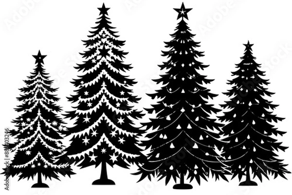 Fototapeta Christmas Tree silhouette, tree silhouette , christmas tree silhouette  vector