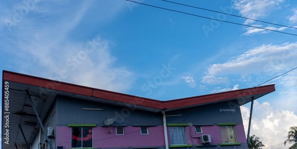 Obraz a twin looking house in the sky background