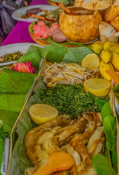 Obraz vertical view of traditional food.