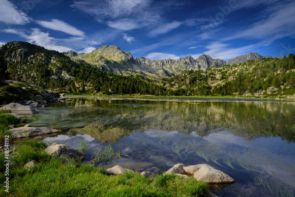 Fototapeta Mountain Lake in summer (Circ de Pessons, Andorra, Pyrenees)