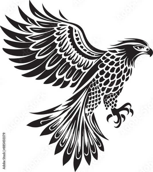 Fototapeta Eagle Black and White Vector art White Background Free Download