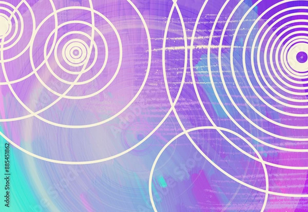 Fototapeta White circles on lilac background. Abstract Digital Art
