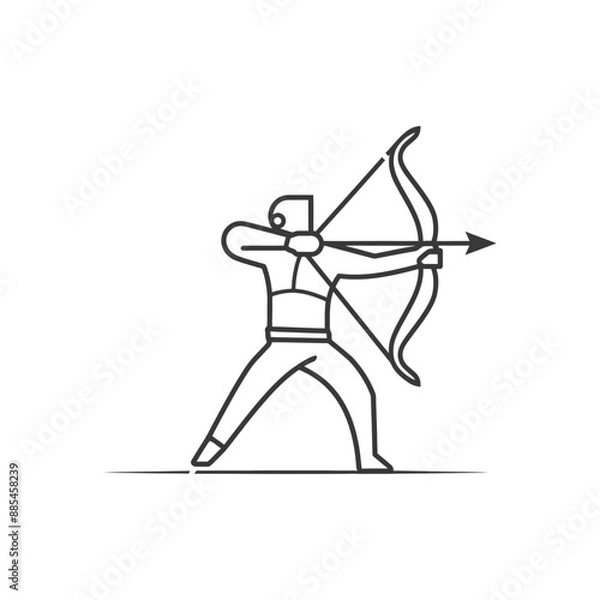 Fototapeta archer minimalist line art icon logo symbol black color only