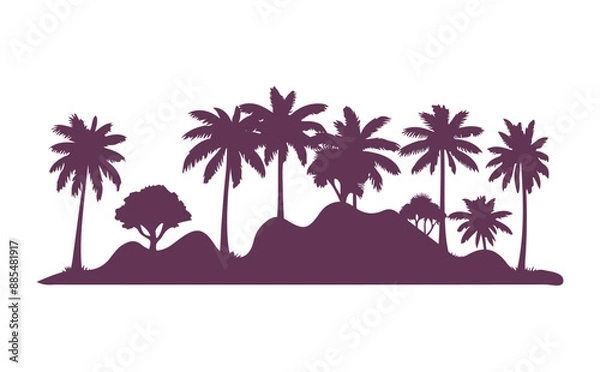 Fototapeta Palm Tree vector Palm tree silhouette Coconut tree vector silhouette symbols vector isolated on White background, Design of palm trees for posters, banners and promotional items. Vector illustration