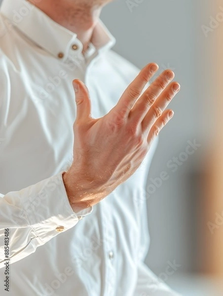 Fototapeta Experienced business leader guiding team through service solutions training session