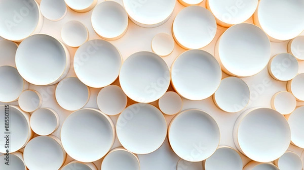 Fototapeta Abstract wall with circular light patterns innovative architecture white and bronze tones 