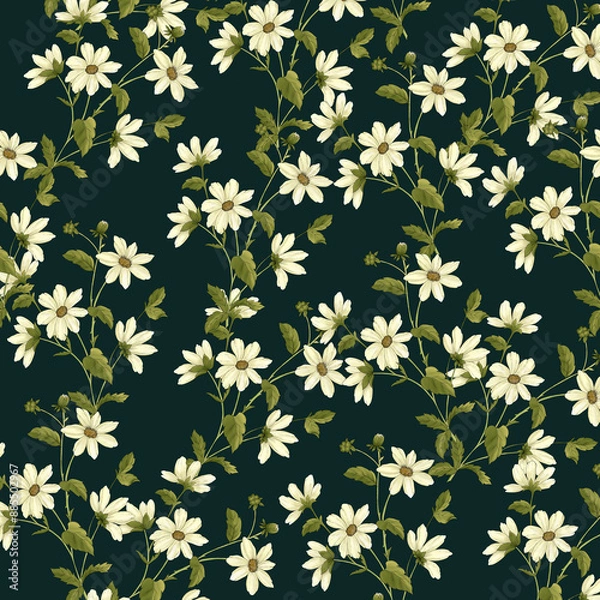 Obraz White flowers wallpaper design