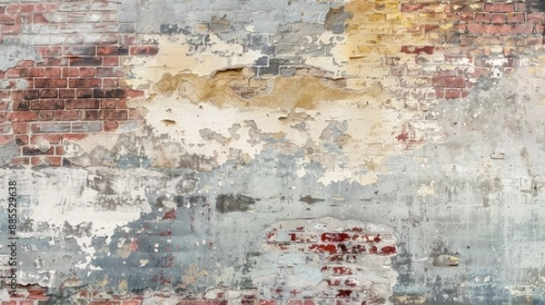 Fototapeta Photograph of a weathered brick wall with intricate half-tone textures and a transparent background.