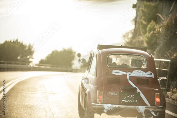 Obraz zabytkowy samochód - ślub