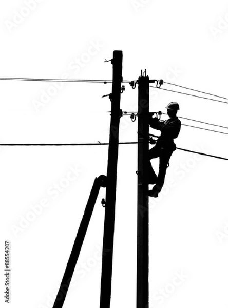 Obraz Electrician on a pole