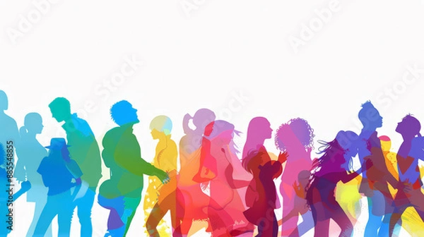 Fototapeta Each silhouette represents the rich diversity and unity of various cultures and origins, celebrating the beauty of inclusivity and individuality. Generative AI