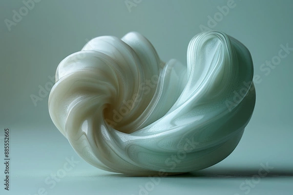 Fototapeta A minimalist animation of an ear's spiral turning into an accordion, set against a solid green background.