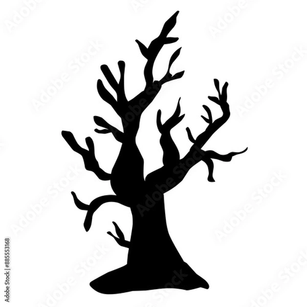 Obraz Dry tree silhouette for halloween decoration. Vector ilustration