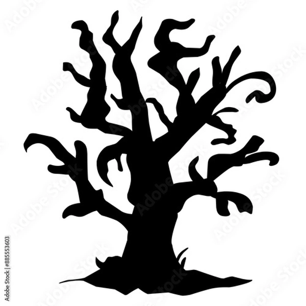 Obraz Dry tree silhouette for halloween decoration. Vector ilustration
