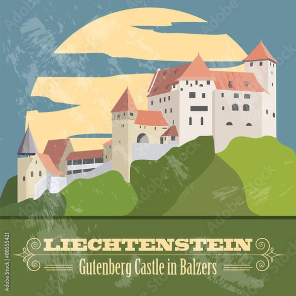 Obraz Liechtenstein landmarks. Retro styled image.