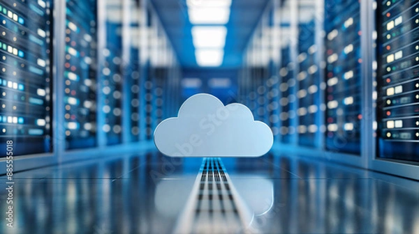 Obraz abstract cloud in a server room, visualization of cloud computing