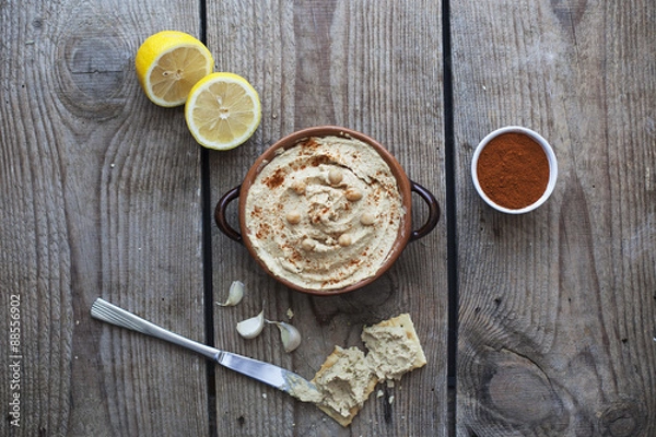 Obraz Hummus with some ingredients