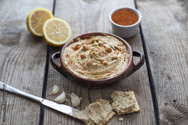 Obraz Hummus with some ingredients