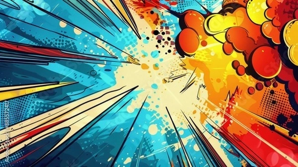 Fototapeta Blank versus colorful comic abstract background template