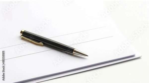 Fototapeta A blank medical chart with a pen placed on top, laid out on a clean white surface. Isolate white background